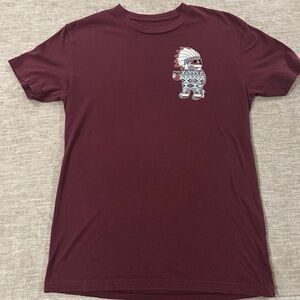 Riot Society Men’s Maroon T-Shirt Indian Chief bear  Size Small